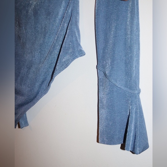 Alix NYC Designer | One Shoulder Blue Bodysuitt Size Medium - Picture 3 of 8